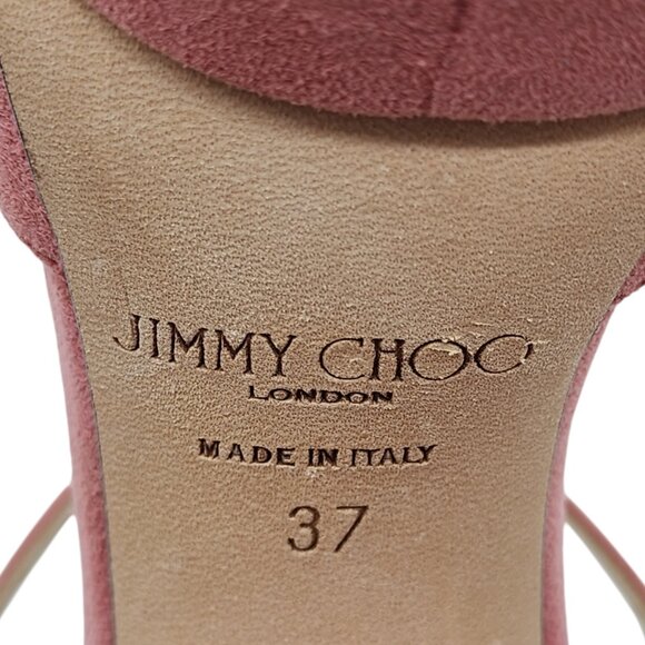 Jimmy Choo Peachy Platform Sandals 125mm - Suede - Pink 37 6.5 $850 - Picture 6 of 9